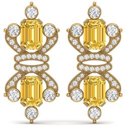 25.35 ctw Canary Citrine & VS Diamond Earrings 18K Yellow Gold - REF-490W9H - SKU:38774