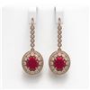 Image 1 : 9.25 ctw Ruby & Diamond Earrings 14K Rose Gold - REF-249F6N - SKU:43605