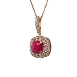 6.58 ctw Ruby & Diamond Necklace 14K Rose Gold - REF-145W3H - SKU:44004