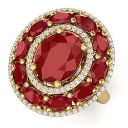 8.05 ctw Ruby & VS Diamond Ring 18K Yellow Gold - REF-153V6Y - SKU:39242
