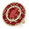 Image 1 : 8.05 ctw Ruby & VS Diamond Ring 18K Yellow Gold - REF-153V6Y - SKU:39242