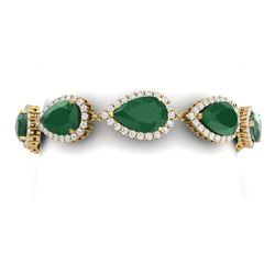42 ctw Emerald & VS Diamond Bracelet 18K Yellow Gold - REF-636A4V - SKU:38858