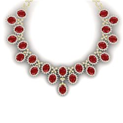 81 ctw Ruby & VS Diamond Necklace 18K Yellow Gold - REF-1618M2F - SKU:38624