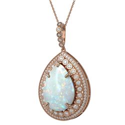 31.84 ctw Opal & Diamond Necklace 14K Rose Gold - REF-843F6N - SKU:43362
