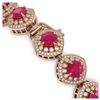 Image 3 : 37.35 ctw Ruby & Diamond Bracelet 14K Rose Gold - REF-928Y2X - SKU:44148