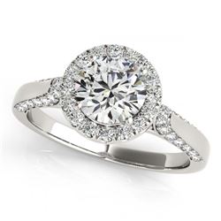 1.25 ctw VS/SI Diamond Halo Ring 18K White Gold - REF-167A2V - SKU:26380