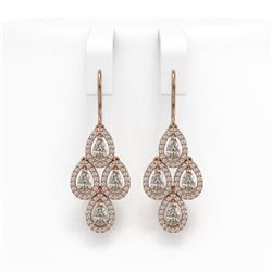 3.61 ctw Pear Diamond Earrings 18K Rose Gold - REF-306K5W - SKU:43080