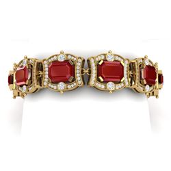 43.87 ctw Ruby & VS Diamond Bracelet 18K Yellow Gold - REF-836A4V - SKU:38780