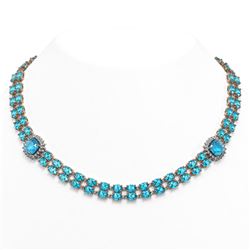 72.67 ctw Swiss Topaz & Diamond Necklace 14K Rose Gold - REF-477W8H - SKU:44829