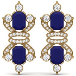 27.36 ctw Sapphire & VS Diamond Earrings 18K Yellow Gold - REF-600M2F - SKU:38768