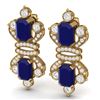 Image 2 : 27.36 ctw Sapphire & VS Diamond Earrings 18K Yellow Gold - REF-600M2F - SKU:38768