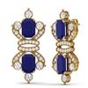 Image 3 : 27.36 ctw Sapphire & VS Diamond Earrings 18K Yellow Gold - REF-600M2F - SKU:38768