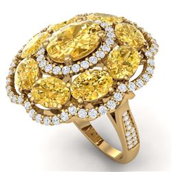 13.71 ctw Canary Citrine & VS Diamond Ring 18K Yellow Gold - REF-218H2M - SKU:39200