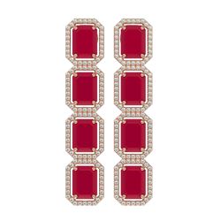 20.59 ctw Ruby & Diamond Halo Earrings 10K Rose Gold - REF-230N9A - SKU:41574