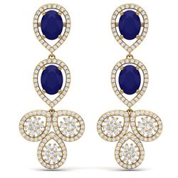 9.75 ctw Sapphire & VS Diamond Earrings 18K Yellow Gold - REF-290Y9X - SKU:39086