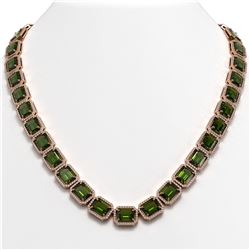 80.65 ctw Tourmaline & Diamond Halo Necklace 10K Rose Gold - REF-1163K6W - SKU:41496