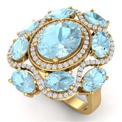 9.26 ctw Sky Topaz & VS Diamond Ring 18K Yellow Gold - REF-178M2F - SKU:39305