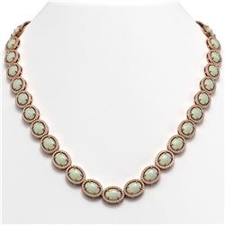 42.29 ctw Opal & Diamond Halo Necklace Rose 10K Rose Gold - REF-791A3V - SKU:40665
