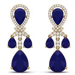 38.29 ctw Sapphire & VS Diamond Earrings 18K Yellow Gold - REF-418M2F - SKU:38612