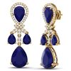 Image 3 : 38.29 ctw Sapphire & VS Diamond Earrings 18K Yellow Gold - REF-418M2F - SKU:38612