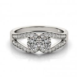 1.35 ctw VS/SI Diamond 2 Stone 2 Stone Ring 18K White Gold - REF-163K8W - SKU:28227