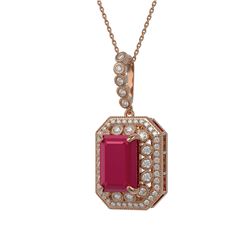 11.99 ctw Ruby & Diamond Necklace 14K Rose Gold - REF-257M8F - SKU:43536