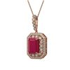 Image 1 : 11.99 ctw Ruby & Diamond Necklace 14K Rose Gold - REF-257M8F - SKU:43536