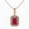 Image 2 : 11.99 ctw Ruby & Diamond Necklace 14K Rose Gold - REF-257M8F - SKU:43536