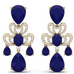 58.73 ctw Sapphire & VS Diamond Earrings 18K Yellow Gold - REF-509R3K - SKU:38678