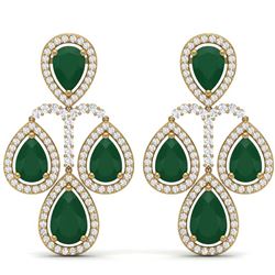 29.23 ctw Emerald & VS Diamond Earrings 18K Yellow Gold - REF-509N3A - SKU:39362