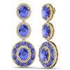 Image 3 : 33.72 ctw Tanzanite & VS Diamond Earrings 18K Yellow Gold - REF-581R8K - SKU:39266