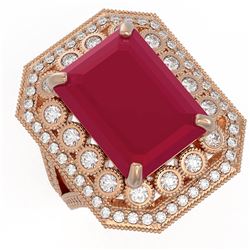 16.44 ctw Ruby & Diamond Ring 14K Rose Gold - REF-309R3K - SKU:43548