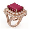 Image 2 : 16.44 ctw Ruby & Diamond Ring 14K Rose Gold - REF-309R3K - SKU:43548