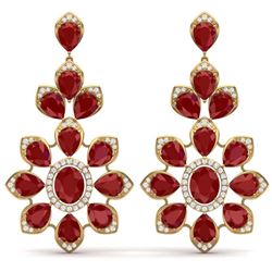 51.8 ctw Ruby & VS Diamond Earrings 18K Yellow Gold - REF-527Y3X - SKU:39050