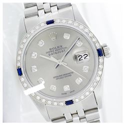 Rolex Men's Stainless Steel, QuickSet, Diam Dial & Diam/Sapphire Bezel - REF-521Y5X