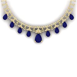 56.94 ctw Sapphire & VS Diamond Necklace 18K Yellow Gold - REF-1072W7H - SKU:38708