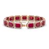 Image 2 : 38.61 ctw Ruby & Diamond Halo Bracelet Rose 10K Rose Gold - REF-424N5A - SKU:41526