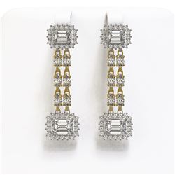 7.92 ctw Emerald Cut & Oval Diamond Earrings 18K Yellow Gold - REF-1320F5N - SKU:46220