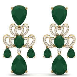 58.73 ctw Emerald & VS Diamond Earrings 18K Yellow Gold - REF-636K4W - SKU:38672