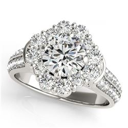 2.81 ctw VS/SI Diamond Halo Ring 18K White Gold - REF-586K4W - SKU:26712