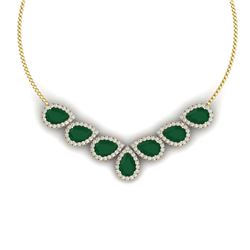 34.72 ctw Emerald & VS Diamond Necklace 18K Yellow Gold - REF-690A9V - SKU:38828