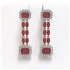 Image 1 : 11.98 ctw Ruby & Diamond Earrings 14K Rose Gold - REF-214R7K - SKU:45198