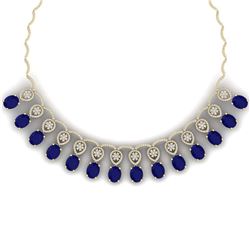 54.05 ctw Sapphire & VS Diamond Necklace 18K Yellow Gold - REF-1054F5N - SKU:39068