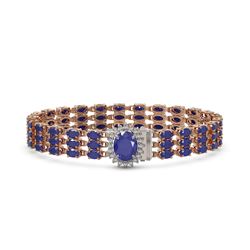 29.85 ctw Sapphire & Diamond Bracelet 14K Rose Gold - REF-205K3W - SKU:45828