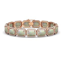 24.37 ctw Opal & Diamond Halo Bracelet Rose 10K Rose Gold - REF-372H7M - SKU:41538