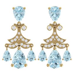 11.35 ctw Sky Topaz & VS Diamond Earrings 18K Yellow Gold - REF-130K2W - SKU:38726