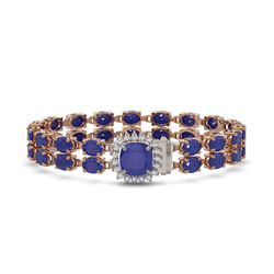 32.18 ctw Sapphire & Diamond Bracelet 14K Rose Gold - REF-252W2H - SKU:45657