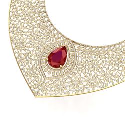 63.93 ctw Ruby & VS Diamond Necklace 18K Yellow Gold - REF-2690V9Y - SKU:39575