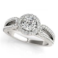0.90 ctw VS/SI Diamond Halo Ring 18K White Gold - REF-100X9R - SKU:26422