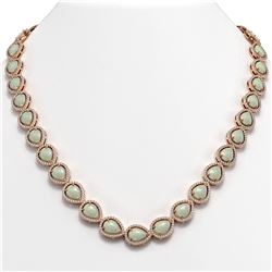 36.48 ctw Opal & Diamond Halo Necklace Rose 10K Rose Gold - REF-685W6H - SKU:41202